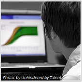businessman looking at graph from monitor
