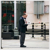 businessman reading newspaper