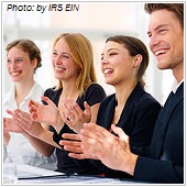 young business owner applausing