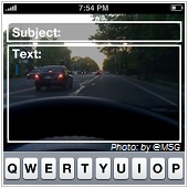 transparent text messaging widget thru windshield